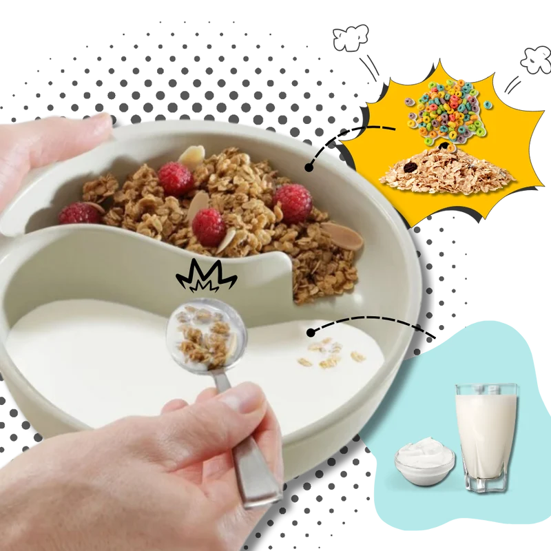 Müslischale mit Trocken-Nass-Trennung