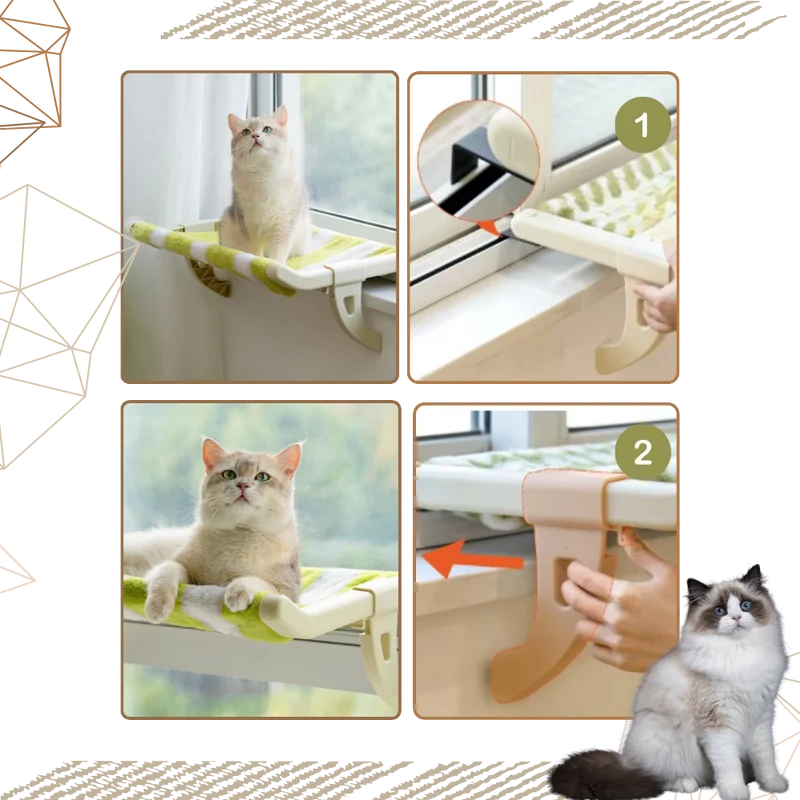 Werkzeugloses Katzenbett und Fensterliege