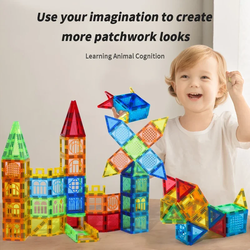 Magnetbausteine-Set – Buntes pädagogisches Architektur-Puzzle für Kinder, kreatives Entwicklungsspielzeug für Kinder ab 3 Jahren – Ideales Geburtstags- und Weihnachtsgeschenk