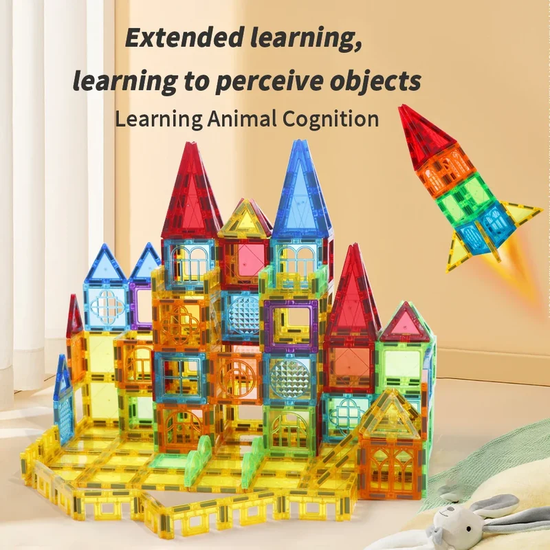 Magnetbausteine-Set – Buntes pädagogisches Architektur-Puzzle für Kinder, kreatives Entwicklungsspielzeug für Kinder ab 3 Jahren – Ideales Geburtstags- und Weihnachtsgeschenk