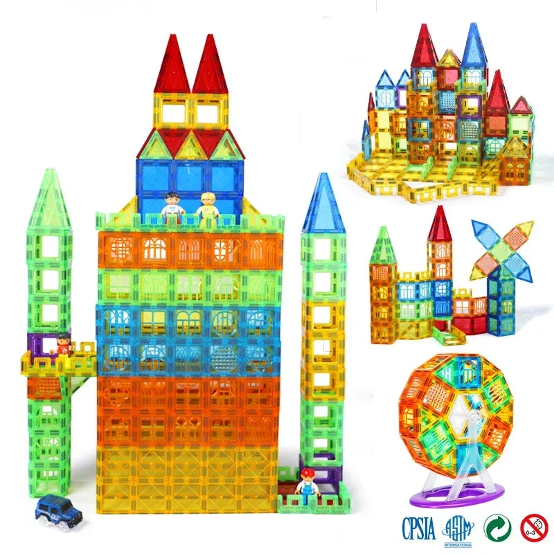 Magnetbausteine-Set – Buntes pädagogisches Architektur-Puzzle für Kinder, kreatives Entwicklungsspielzeug für Kinder ab 3 Jahren – Ideales Geburtstags- und Weihnachtsgeschenk