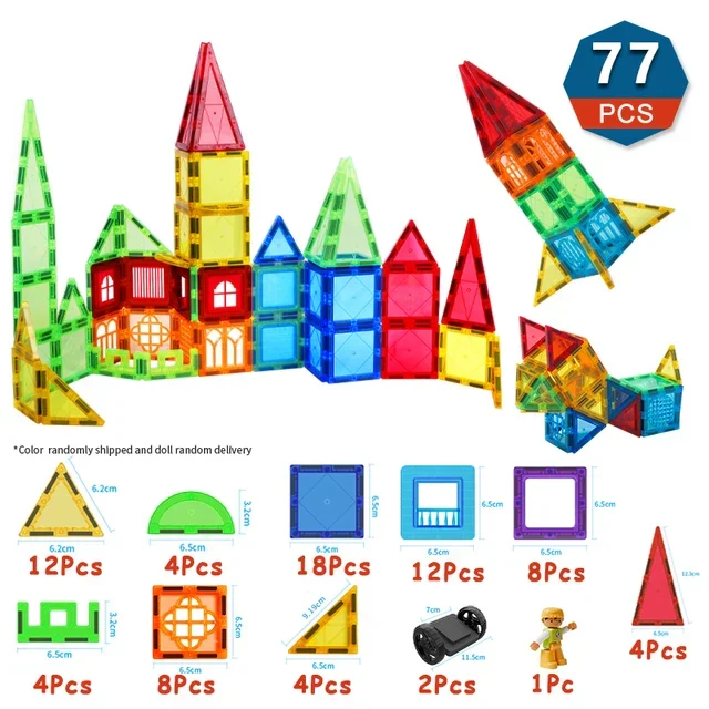 Magnetbausteine-Set – Buntes pädagogisches Architektur-Puzzle für Kinder, kreatives Entwicklungsspielzeug für Kinder ab 3 Jahren – Ideales Geburtstags- und Weihnachtsgeschenk
