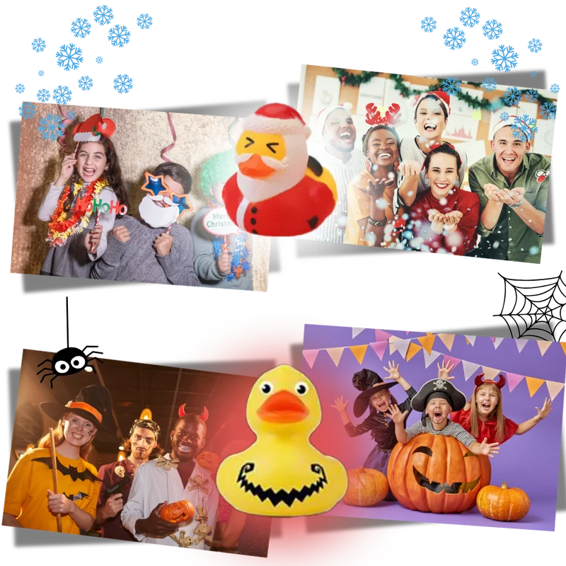 Enten-Adventskalender mit Halloween- und Weihnachtsmotiv