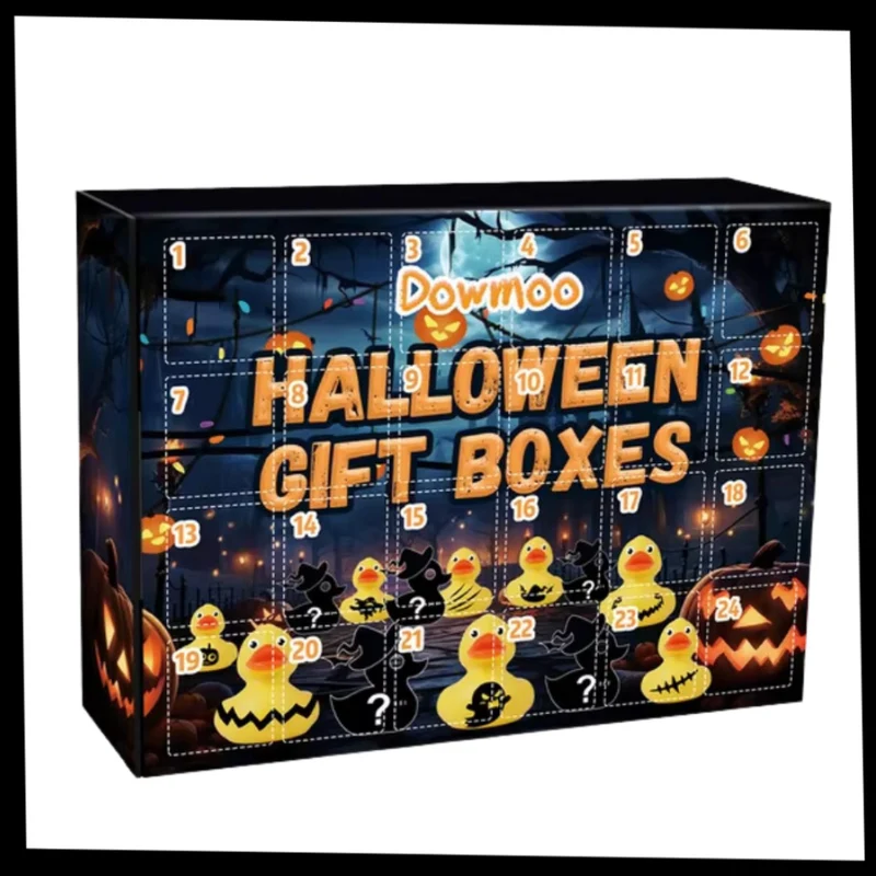 Enten-Adventskalender mit Halloween- und Weihnachtsmotiv