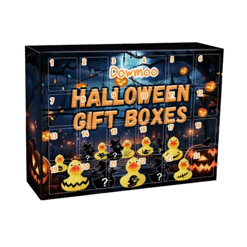 Enten-Adventskalender mit Halloween- und Weihnachtsmotiv