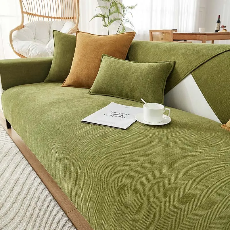 AestheticCover™ | Sofabezug aus Chenille-Stoff mit Fischgrätenmuster