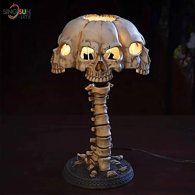 Skanto Leuchtender Totenkopf Nachtlicht Kreative Harz Totenkopf Tischlampe Home Office Dekor Desktop Ornament Skanto Party Dekor