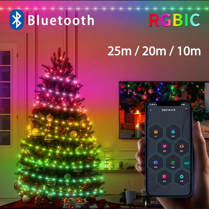 Skanto Bluetooth Feen-Lichterkette – Wasserdichte LED-Girlande für den Weihnachtsbaum, App- & fernbedienbare Weihnachtsdekoration