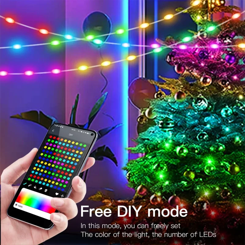 Skanto Bluetooth Feen-Lichterkette – Wasserdichte LED-Girlande für den Weihnachtsbaum, App- & fernbedienbare Weihnachtsdekoration