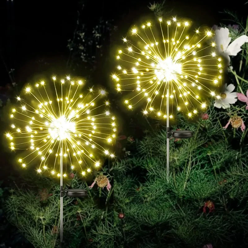 Wasserdichte Solar-LED-Feuerwerk-Lichterkette für Garten, Weihnachten, Hochzeit, Party-Dekoration im Freien