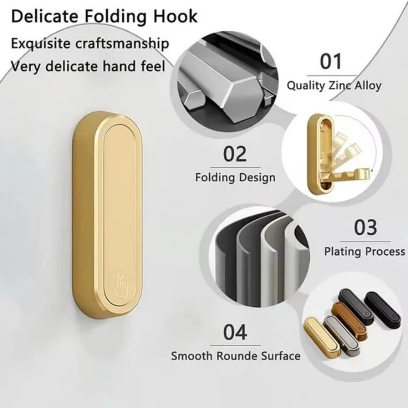 2+2 GRATIS | EvoHook™ | Faltbarer Wandhaken aus Zinklegierung | Stabil bis 25 kg | platzsparende Aufbewahrung