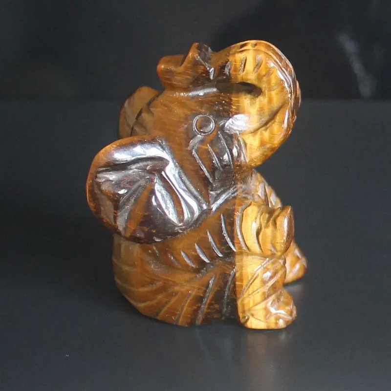 Skanto Figur eines sitzenden Elefanten aus gemischtem Edelstein-Kristall, Tierskulptur, Heimdekoration 2''