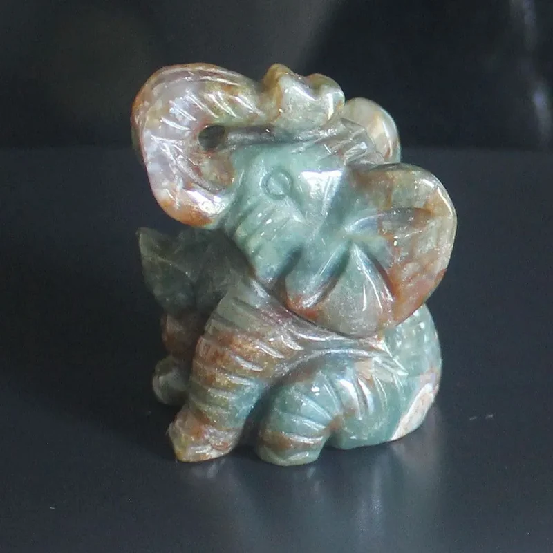Skanto Figur eines sitzenden Elefanten aus gemischtem Edelstein-Kristall, Tierskulptur, Heimdekoration 2''
