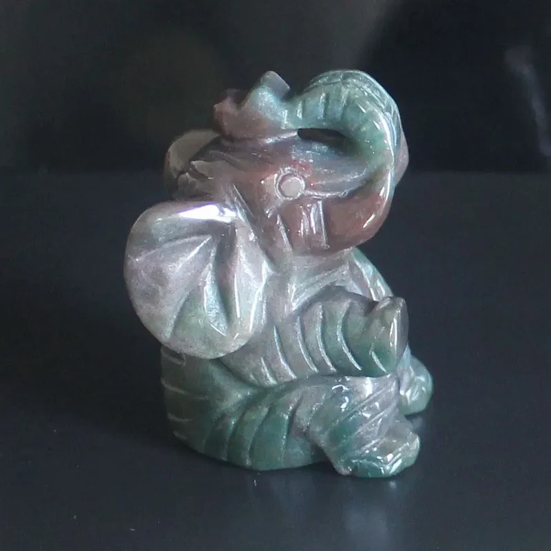 Skanto Figur eines sitzenden Elefanten aus gemischtem Edelstein-Kristall, Tierskulptur, Heimdekoration 2''