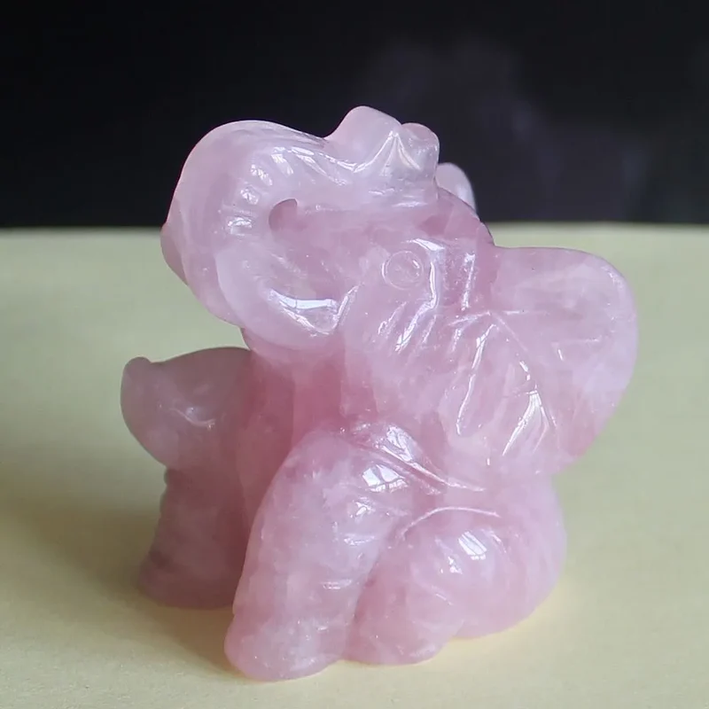 Skanto Figur eines sitzenden Elefanten aus gemischtem Edelstein-Kristall, Tierskulptur, Heimdekoration 2''