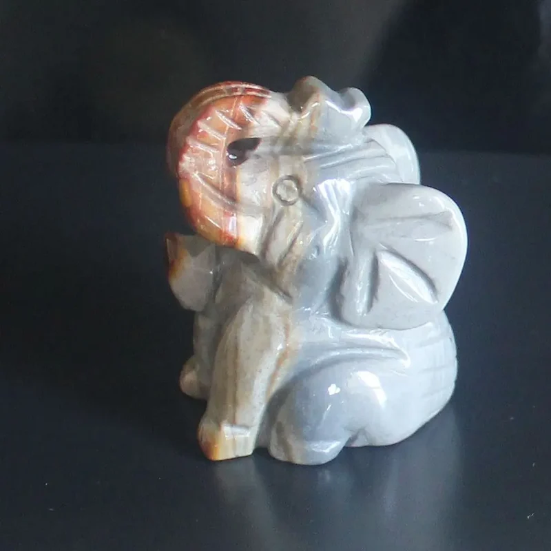 Skanto Figur eines sitzenden Elefanten aus gemischtem Edelstein-Kristall, Tierskulptur, Heimdekoration 2''