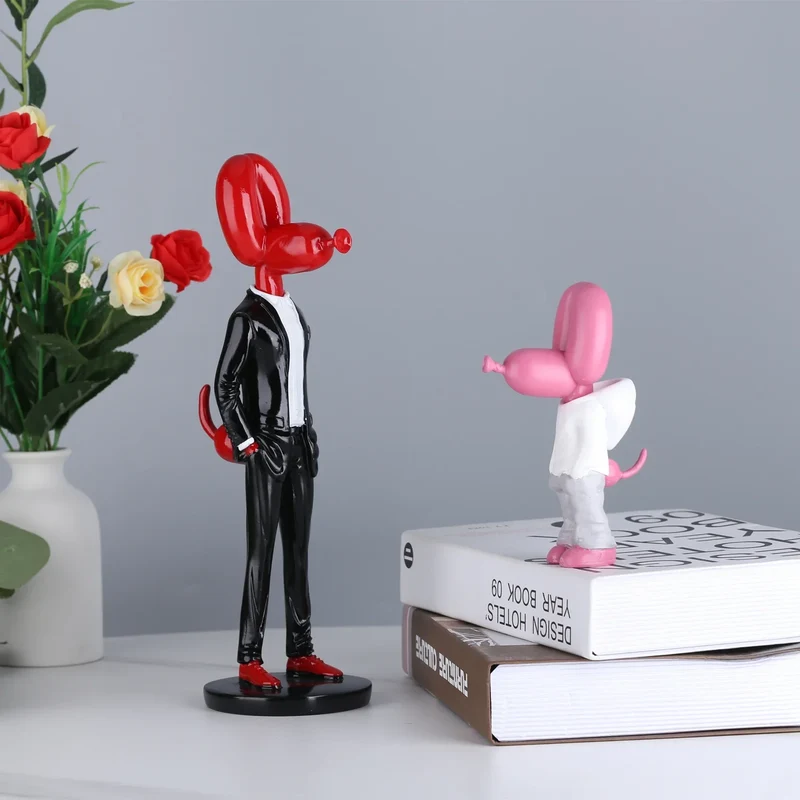 Skanto Ballonhund-Statue Harz-Skulptur Heimdekoration Moderne nordische Heimdekorations-Accessoires für Wohnzimmer Tierfiguren