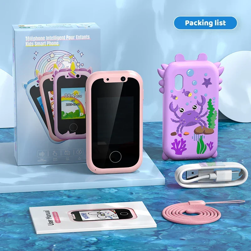 Interaktives Kinder-Smartphone-Spielzeug – Pädagogischer Musik-Player mit Dual-Kamera, Touchscreen und 512 MB Speicherkarte für kreatives Lernen