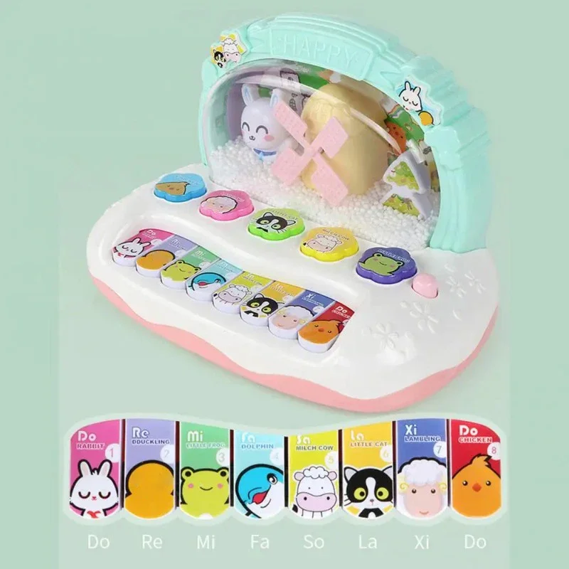 Skanto Kinder Cartoon Elektronisches Klavier mit Tiergeräuschen & Lichtern – Pädagogisches Musikinstrument-Spielzeug für Kinder ab 3 Jahren, perfektes Geburtstagsgeschenk