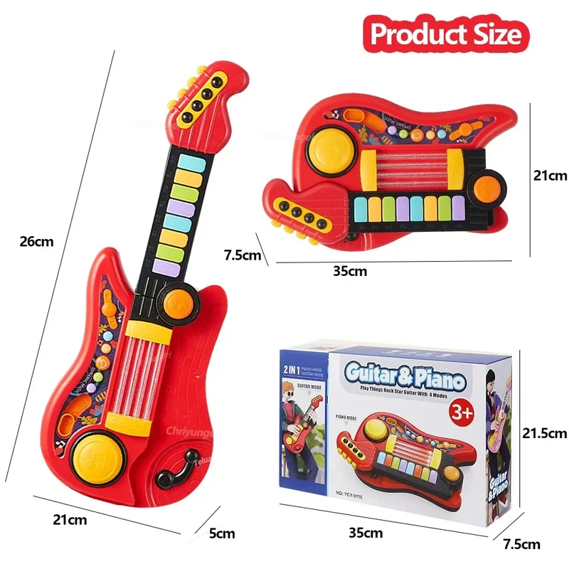 Multifunktionales 3-in-1 Musikspielzeug – Faltbare Gitarre, Klavier & Schlagzeug-Set, perfektes Geburtstagsgeschenk für Jungen & Mädchen ab 3 Jahren