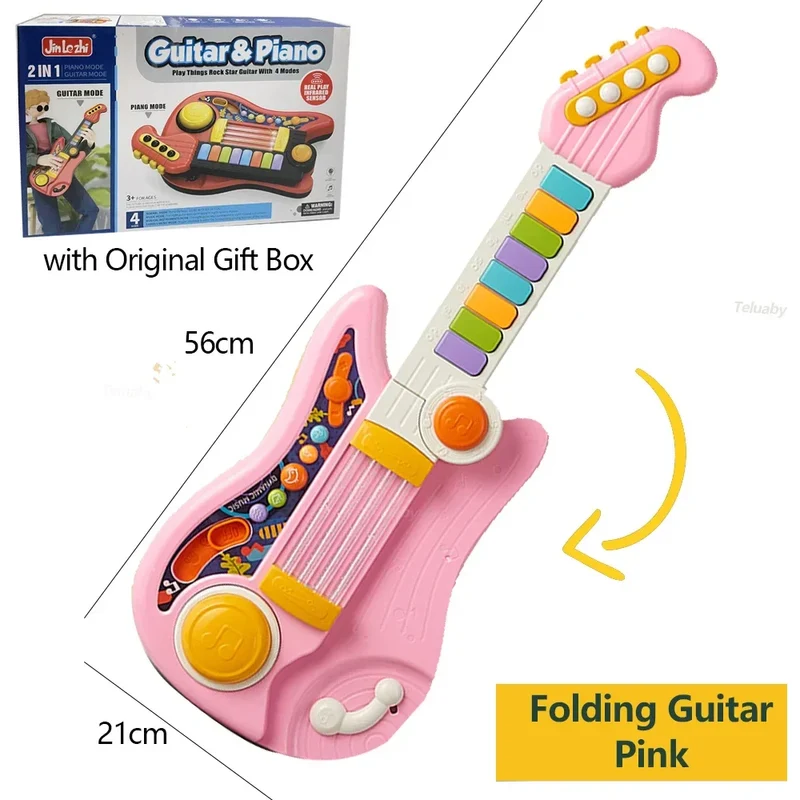 Multifunktionales 3-in-1 Musikspielzeug – Faltbare Gitarre, Klavier & Schlagzeug-Set, perfektes Geburtstagsgeschenk für Jungen & Mädchen ab 3 Jahren