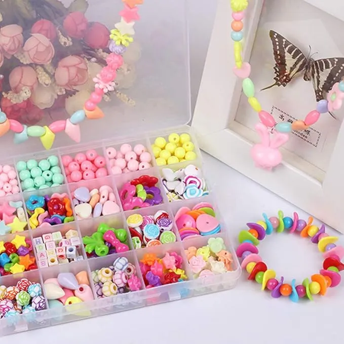 DIY Perlen-Bastelset zur Schmuckherstellung für Mädchen – Kreatives Perlenset für Armbänder, Ringe und Halsketten