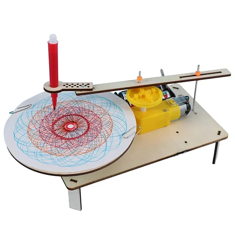 Holzroboter-Zeichenset für Kinder – DIY Kreatives Kunst-Plotter-Wissenschaftsexperiment-Spielzeug