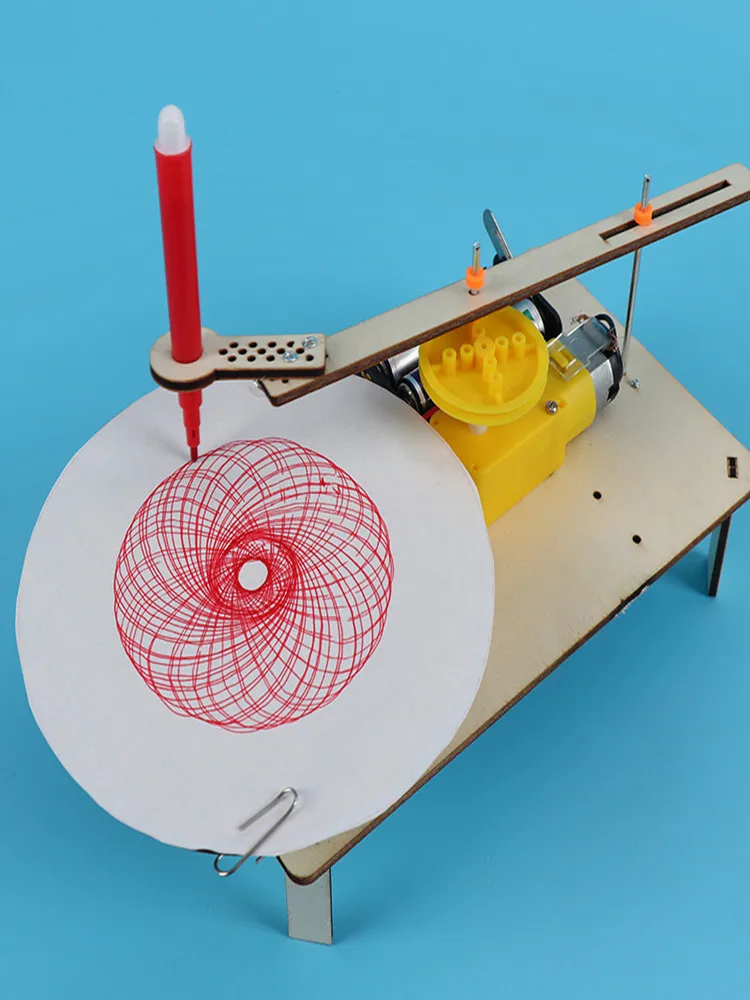Holzroboter-Zeichenset für Kinder – DIY Kreatives Kunst-Plotter-Wissenschaftsexperiment-Spielzeug