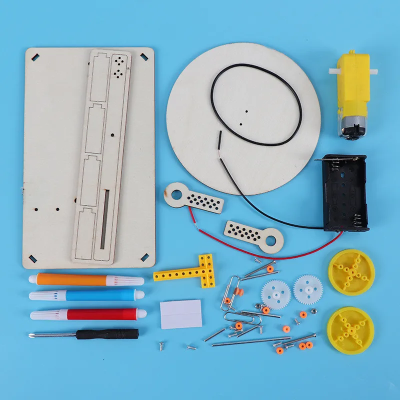 Holzroboter-Zeichenset für Kinder – DIY Kreatives Kunst-Plotter-Wissenschaftsexperiment-Spielzeug