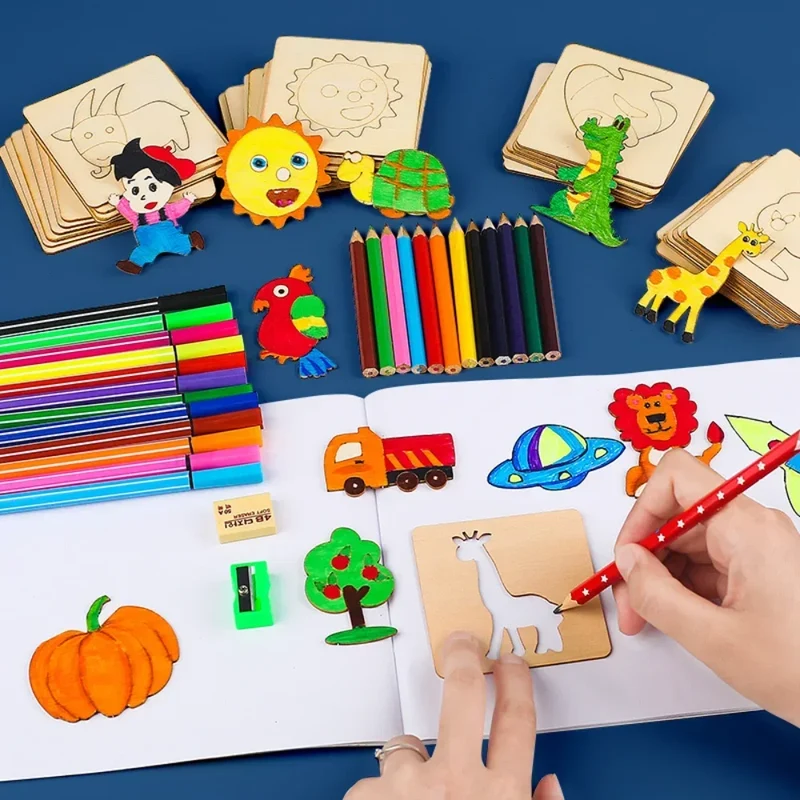 Dreieckige DIY Kunstschablonen für Kinder – Kreative Mal- & Zeichenwerkzeuge, pädagogisches Bastelzubehör
