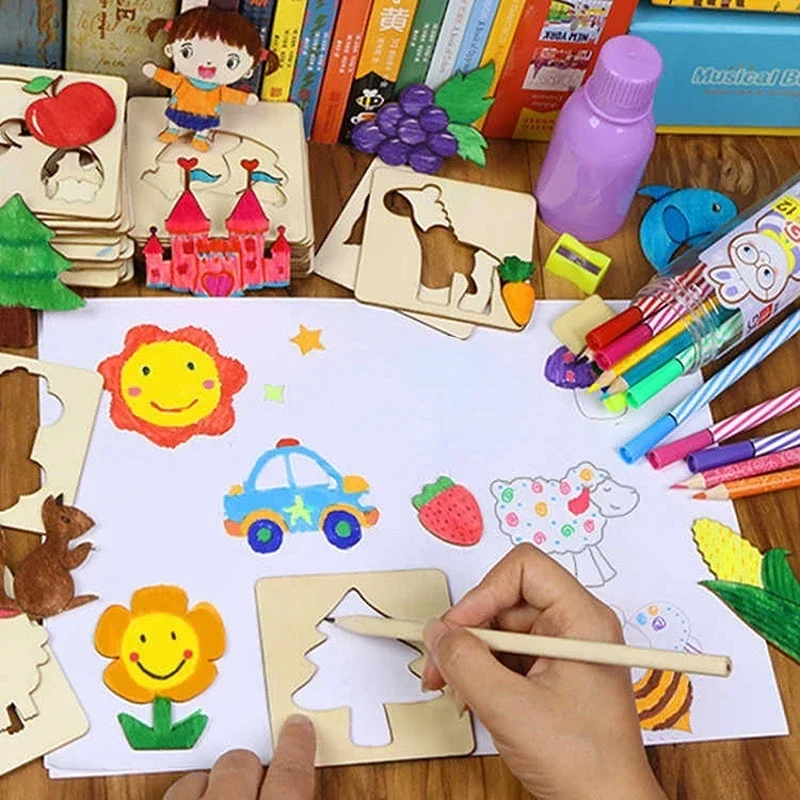 Dreieckige DIY Kunstschablonen für Kinder – Kreative Mal- & Zeichenwerkzeuge, pädagogisches Bastelzubehör