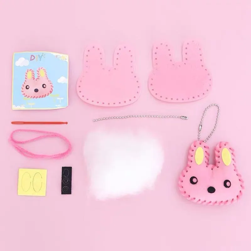 DIY Bastelset für rosa Schlüsselanhänger – Vliesstoff-Spielzeug-Ornamente für Kinder, kreativer Kunst- & Bastelspaß