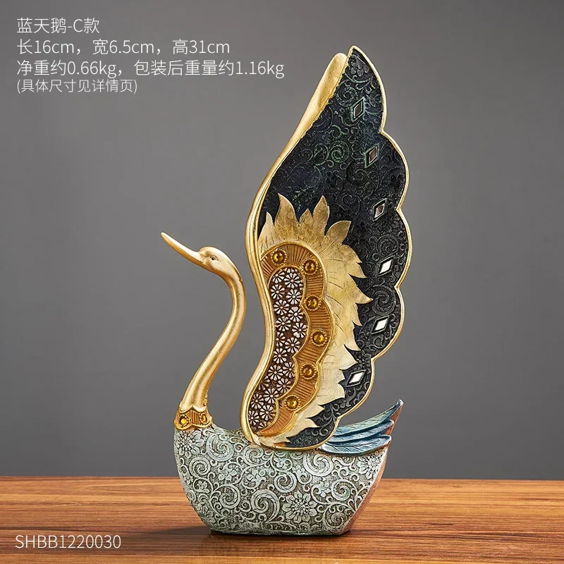 Skanto Schlafzimmer Büro Schreibtisch-Accessoires Hochzeitsgeschenk Schwanenfigur Deko Künstlerische Figuren Harz-Ornamente Tierstatuen Deko