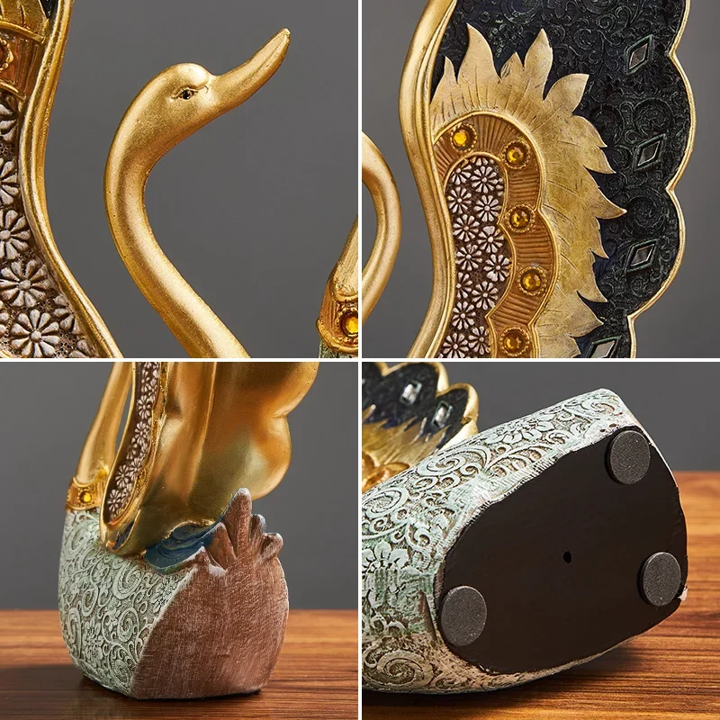 Skanto Schlafzimmer Büro Schreibtisch-Accessoires Hochzeitsgeschenk Schwanenfigur Deko Künstlerische Figuren Harz-Ornamente Tierstatuen Deko