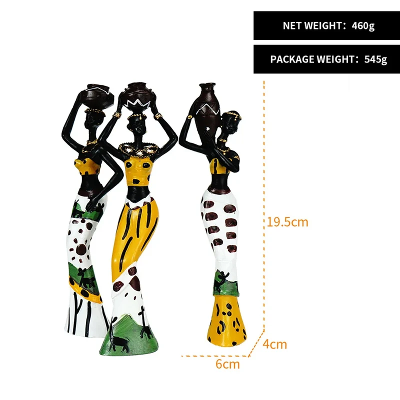 Skanto Dekor Dekorative Statuen Skulptur Haus Skanto Dekoration Wohnzimmer Schwarze Menschen Custom Doll Dreiteiliges Harz-Kunsthandwerk