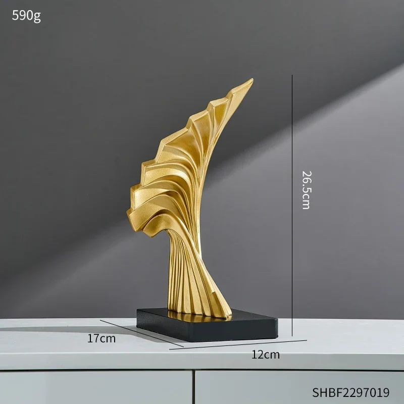 Skanto Abstrakte Deko-Skulptur, Heimkunst, Goldstatue, Wohnzimmer Skanto Dekoration, Büro-Schreibtisch-Accessoires, Kunsthandwerk, Ornamente