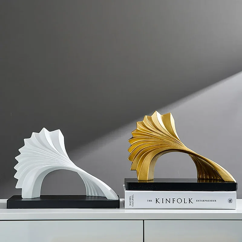 Skanto Abstrakte Deko-Skulptur, Heimkunst, Goldstatue, Wohnzimmer Skanto Dekoration, Büro-Schreibtisch-Accessoires, Kunsthandwerk, Ornamente