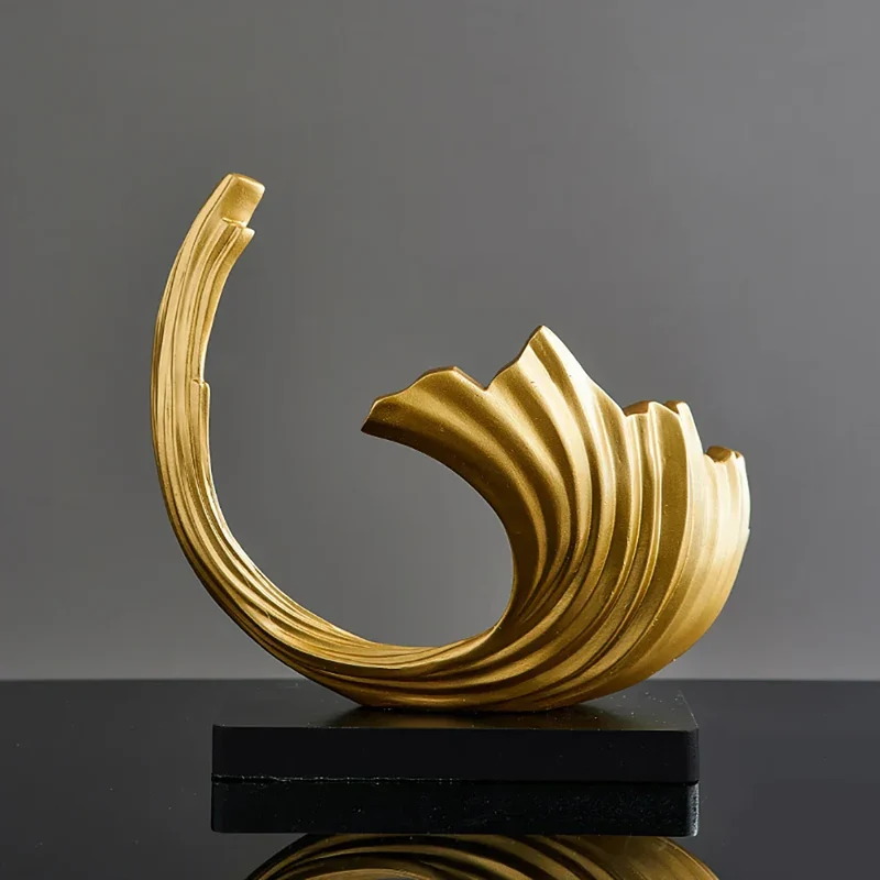 Skanto Abstrakte Deko-Skulptur, Heimkunst, Goldstatue, Wohnzimmer Skanto Dekoration, Büro-Schreibtisch-Accessoires, Kunsthandwerk, Ornamente