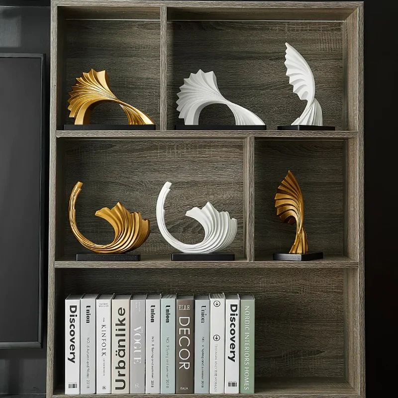 Skanto Abstrakte Deko-Skulptur, Heimkunst, Goldstatue, Wohnzimmer Skanto Dekoration, Büro-Schreibtisch-Accessoires, Kunsthandwerk, Ornamente