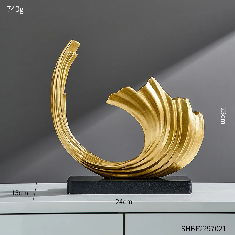 Skanto Abstrakte Deko-Skulptur, Heimkunst, Goldstatue, Wohnzimmer Skanto Dekoration, Büro-Schreibtisch-Accessoires, Kunsthandwerk, Ornamente