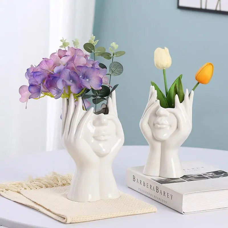 Skanto Keramik-Gesichtsvase für Deko, Kunstvase für Zuhause, Büro-Deko, feministische Deko, moderne Körper-Blumenvase, weibliche Körper-Vase
