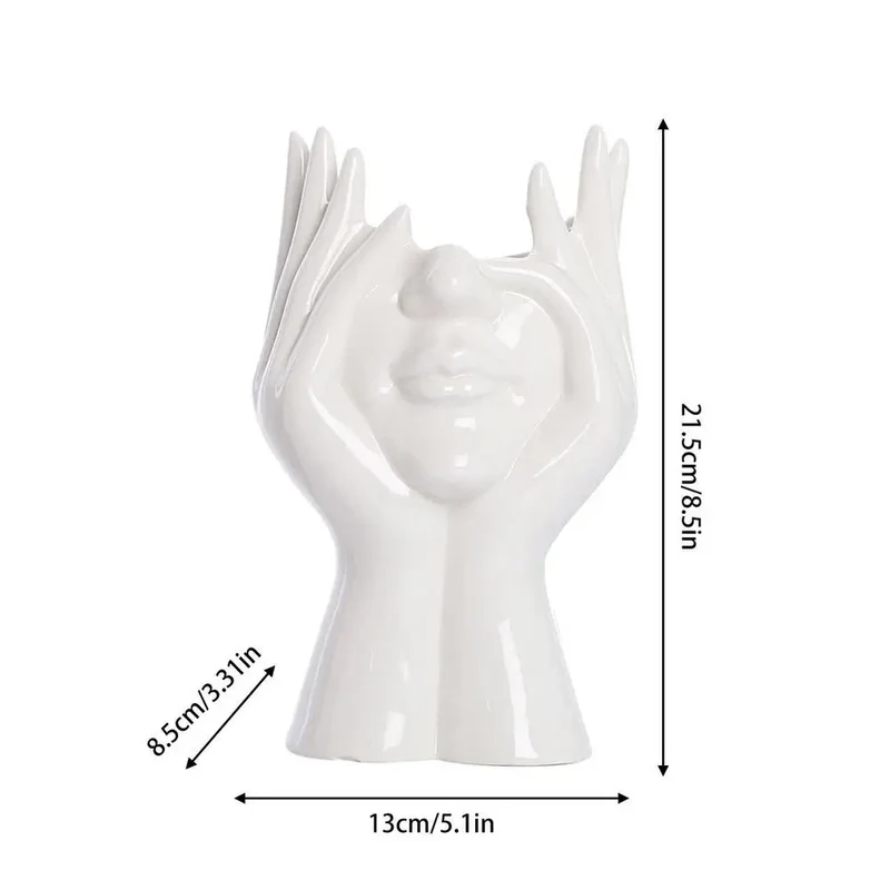 Skanto Keramik-Gesichtsvase für Deko, Kunstvase für Zuhause, Büro-Deko, feministische Deko, moderne Körper-Blumenvase, weibliche Körper-Vase