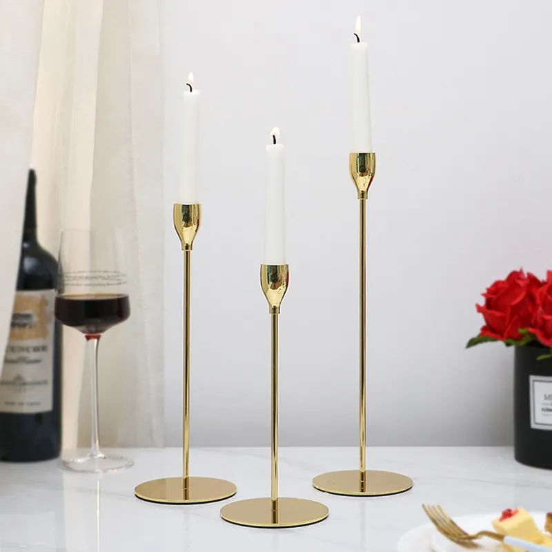Skanto Stil Metall-Kerzenhalter, schlichtes Gold, Hochzeitsdekoration, Bar, Party, Wohnzimmer-Dekor, Heimdekoration, Kerzenständer