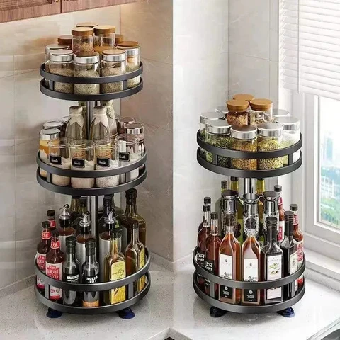 50% RABATT | SpiceTwirl™ | Das drehbare Küchenregal aus Kohlenstoffstahl | 360° Organizer für Gewürze, Kosmetik & Vorräte