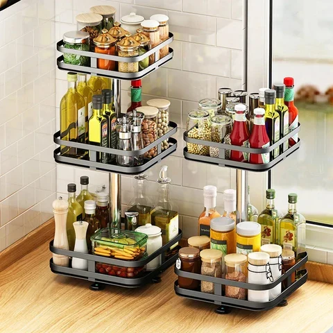 50% RABATT | SpiceTwirl™ | Das drehbare Küchenregal aus Kohlenstoffstahl | 360° Organizer für Gewürze, Kosmetik & Vorräte