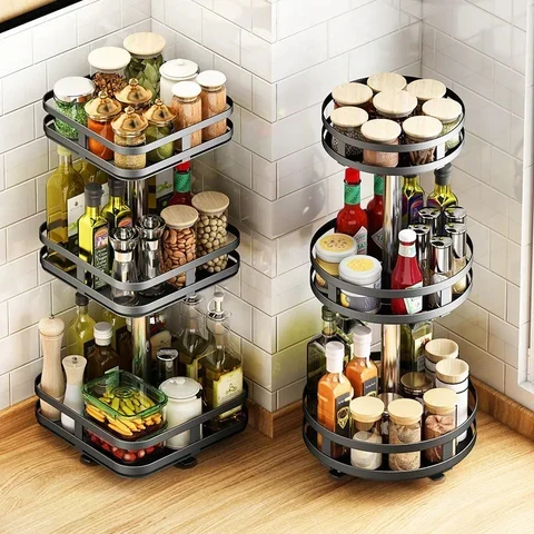 50% RABATT | SpiceTwirl™ | Das drehbare Küchenregal aus Kohlenstoffstahl | 360° Organizer für Gewürze, Kosmetik & Vorräte