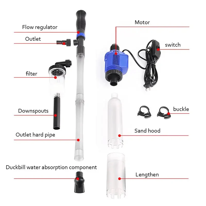 AquaPure™ | Aquarium Staubsauger elektrisch — Entfernt Schmutz & Futterreste gründlich