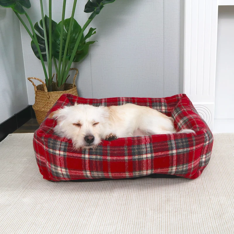 Orthopädisches Hundebett mit Karomuster