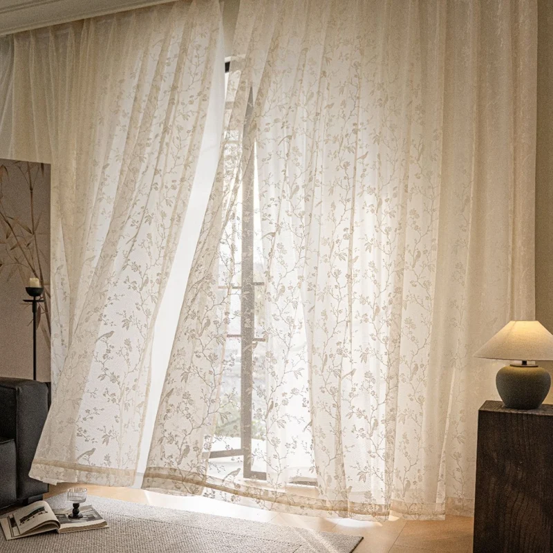 WoLace Bestickter transparenter Vorhang Skanto