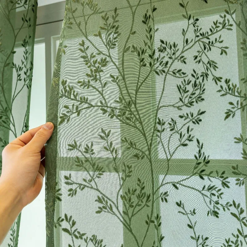 WoFloral Bestickter transparenter Vorhang Skanto